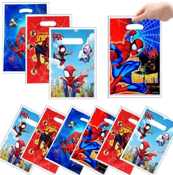 10 PARTY LOOT BAGS - SPIDERMAN - MARVEL SUPERHEROES kids children boys girls - Image 1 of 1