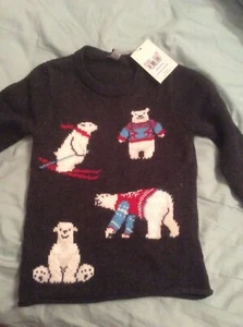 BNWT boy’s dark grey winter jumper with polar bears. Age 4-5 - Picture 1 of 4