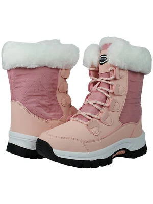 Botas de nieve impermeables cálidas de invierno para mujer de piel forradas completas antideslizantes zapatos al aire libre Foto 1 de 4