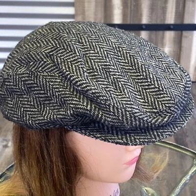Gorra de conducción STETSON GRIS Chevron SEERSUCKER bajo ala Newsboy Cabbie Foto 1 de 4