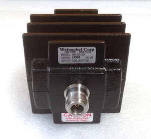 Weinschel 68-30-33 100 Watts, 30 dB, DC to 4 GHz Type N (F-F) Coaxial Attenuator - Picture 1 of 2