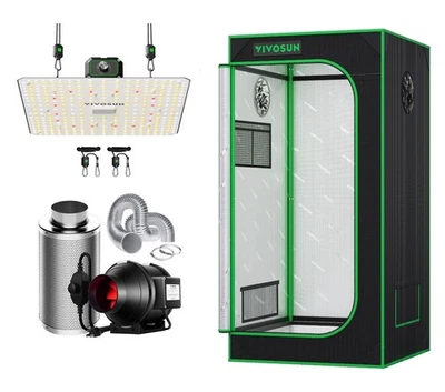 VIVOSUN 2X2ft Indoor Grow Tent & 100W Update LED Grow Light & 4" Inline Duct Fan - Image 1 of 4