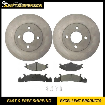 Kit de rotores de disco dianteiro e pastilhas de freio para 1984 1985 Dodge Caravan Mini Ram 2.2L - Imagem 1 de 4