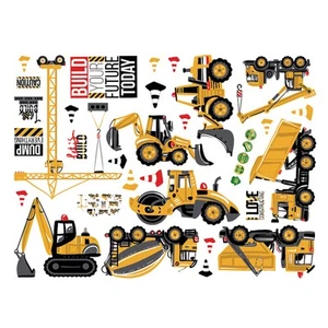 Wandtattoo Baufahrzeuge Wandaufkleber Für Bauautos LKW-Wandtattoos - Bild 1 von 12