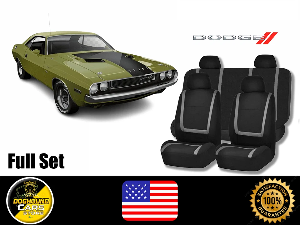 Juego completo de fundas de asiento acolchadas de alta calidad para todos los Dodge Gray Lines Foto 1 de 4