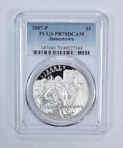 2007-P Jamestown Commemorative Dollar PR70 DCAM PCGS Blue Label *0164 - Picture 1 of 5