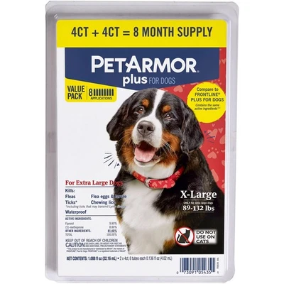 PetArmor Plus Prevención de pulgas y garrapatas para perros (extra grande, 89 a 132 libras) Foto 1 de 4