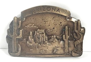 ARIZONA Desert Scene Belt Buckle Bergamot 1978 U-25 Bronze Finish Made USA Vtg - Bild 1 von 16