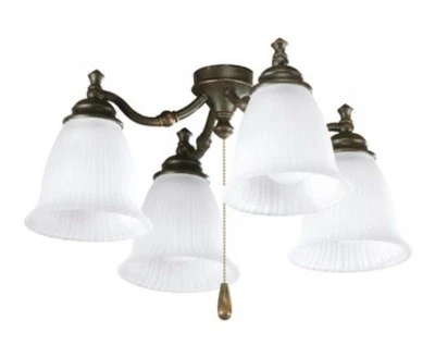 Progress Lighting Forged Bronze Ceiling Fan Light Etched Glass (4) Globe Fixture - Image 1 of 4