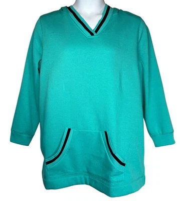 Женская толстовка с капюшоном Within Teal черная отделка размер 18/20 - Изображение 1 из 4