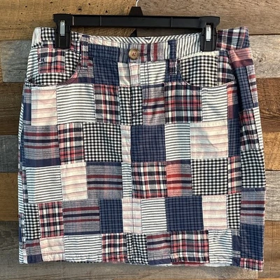 Women’s Tommy Hilfiger Madras Plaid Patchwork Skirt size 6 100% Cotton - Image 1 of 4