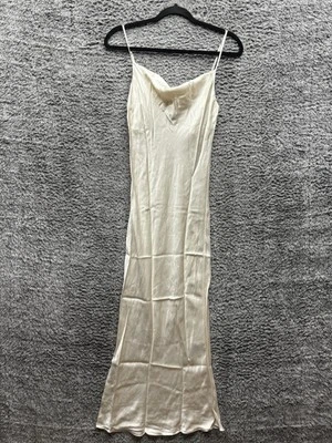 Bazilika Viscose Silk Slim Fit Sleeveless Ribbed Maxi Dress Ivory White Small - Image 1 of 4