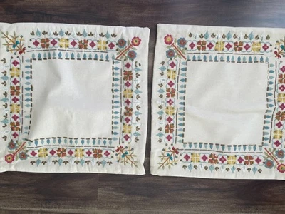 Pier 1 Throw Pillow Covers set Flowers Beads Sequins 17"x17" - Image 1 of 4