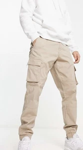 Pantalón cargo Only & Sons cintura talla 36", pierna 34" beige tobillo elástico - Imagen 1 de 13