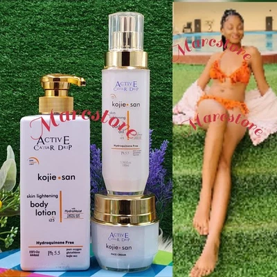 3pcs. ACTIVE Caviar Kojie San  Lotion. OIL, FACE CREAM. 💯 Organic  - Image 1 of 2