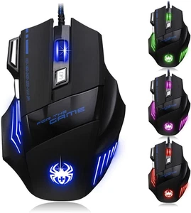 Ergonomic 7200 DPI Wired Gaming Mouse with 7 Buttons for PC & Mac - Black - Picture 1 of 9