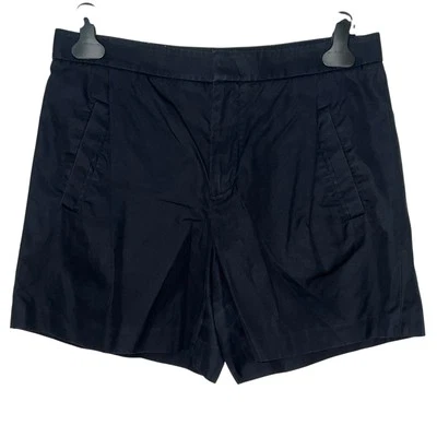 Shorts chino feminino Vince preto bolsos sólidos cintura alta elástico zíper sarja tamanho 8 - Imagem 1 de 4