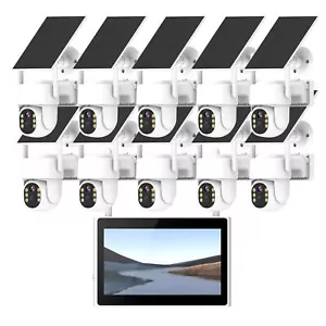 10 Channel Solar Powered Wireless Security System with Monitor Battery PTZ Dome - Picture 1 of 9