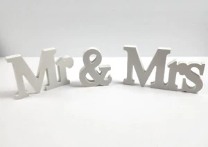 Mr and Mrs Wedding Wooden Sign Wood Letters Decor Table Top Standing Party Props - Picture 1 of 6