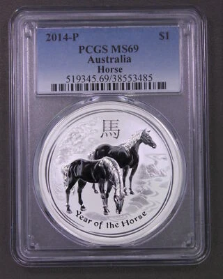2014-P .999 Fine Silver Australia Year of the Horse 1 Oz $1 Coin PCGS MS69 - Image 1 of 4