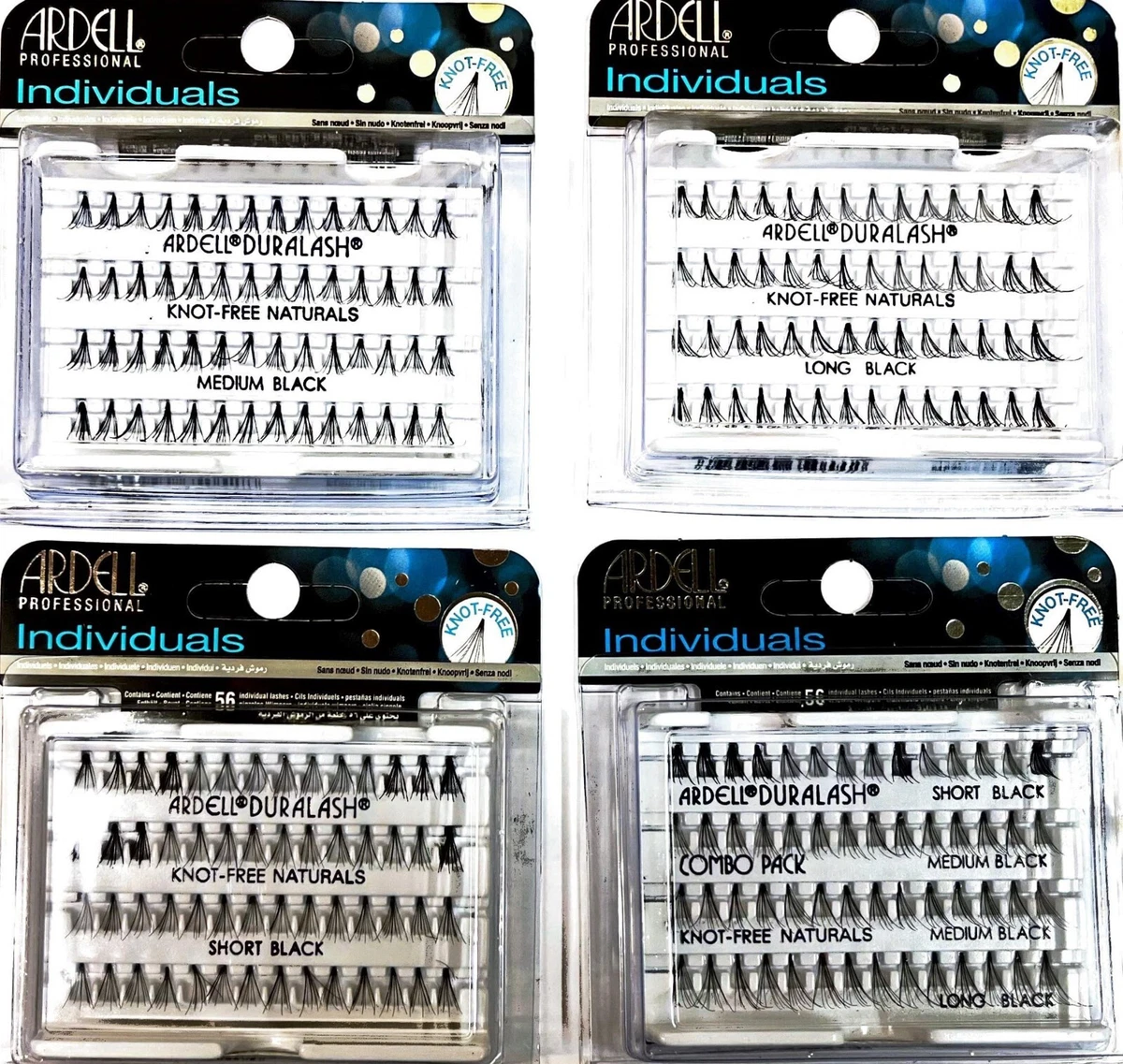 Ardell Wimpernbüschel Short Black, 4er Pack – 100% Echthaar Für Natürlichen, Voluminösen Look