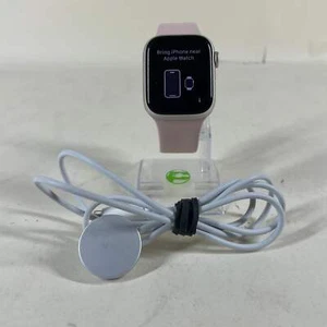 GPS Only Apple Watch Series 7 41MM Silver Aluminum Pink Sport Band MKMY3LL/A - Zdjęcie 1 z 7