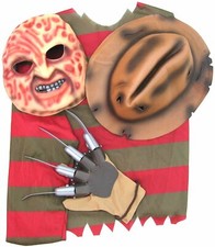 NIGHTMARE ON ELM STREET FREDDY KRUEGER Kruger COSTUME SHIRT HAT MASK GLOVE Adult