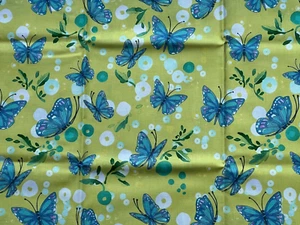 Moda Cottage Bleu in Mustard Butterfly Half Metre 100% Cotton Fabric - Picture 1 of 6