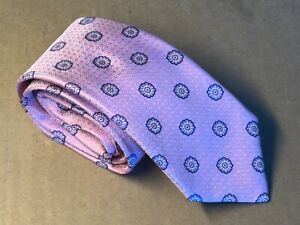 Canali 1934 Pink Geometric Woven 100% Silk Neck Tie Italy 58 X 3 1/4 Inches