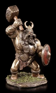 Wikinger Figur mit Hammer - Veronese Statue Bronze-Optik Comic Stil Thor - Bild 1 von 6