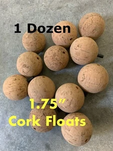 1dz Cork Floats 1-3/4” Large Narural Cork Bobbers - Picture 1 of 6
