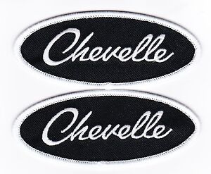 2 CHEVELLE SS BLACK WHITESEW/IRON ON PATCH EMBLEM EMBROIDERED CHEVY CHEVROLET 
