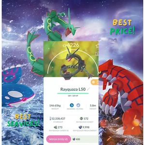 Pokémon Shiny Rayquaza - Lv 50 3Movesets-Tra/De 20k or 1 mil stardusts - Picture 1 of 1