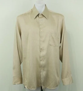 Geoffrey Beene Men Casual Dress Shirt, Size 17.5, Khaki , 70% Cotton %23 Poly - Picture 1 of 4