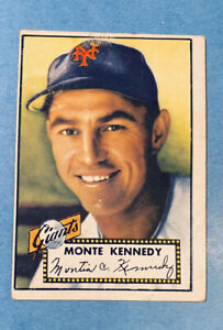 1952 Topps #124 Monte Kennedy New York Giants carte de baseball sans plis originale