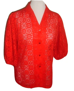 Blusa De Colección Encaje Moda Despreocupada Western Cuadrada Danza Rockabilly Top M EE. UU. - Imagen 1 de 4