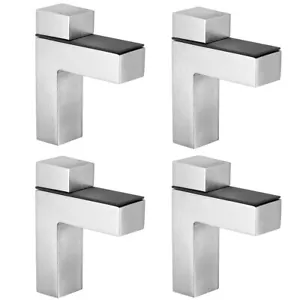  4 Pcs Glass Shelf Support Bracket Adjustable Glass Shelf Clamp Brushed Nickel - Picture 1 of 4