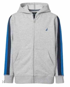Nautica Little Boys Side Stripe Fleece Hoodie Navy/Grey/Black Green Size 6 - Picture 1 of 7