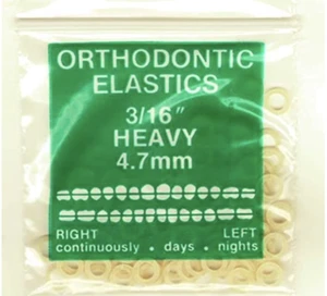 Orthodontic Rubber Bands Gap Teeth 3/16" Heavy - 100 rubber bands per pack - Picture 1 of 2