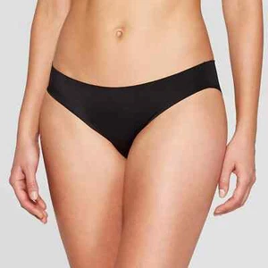 Auden Womens Invisible Edge Bikini Panties Small 4-6 Black New - Picture 1 of 2