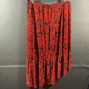 y2k Mujer Maxi Falda 20W Rojo Niveles Campesino Asimétrico Hada Grunge Capricho - Imagen 1 de 5