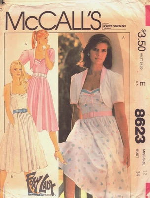 McCall's 8623 ~ Sundress, Jacket and Belt ~ Fitted Bodice w/Front Inset- Size 12 - Image 1 of 4