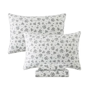 Juego de sábanas California King 4 piezas algodón negro blanco floral granja, vintage... - Imagen 1 de 7