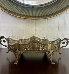 Antique French Ormolu & Cut Crystal Centerpiece Bowl 18” Jardiniere Empire Style - Picture 1 of 20