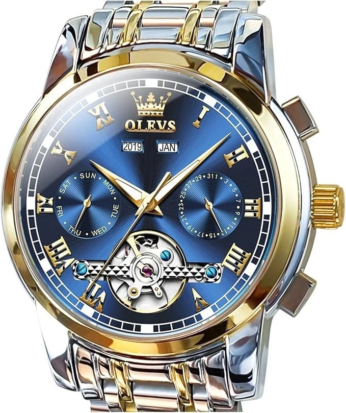 Olevs Automatic Mechanical Watch Stainless Steel Waterproof 6607G Men