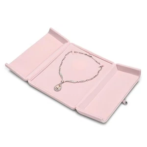 Pink Velvet Jewelry Packaging Box Large Necklace Display Storage Case Large N... - Picture 1 of 7