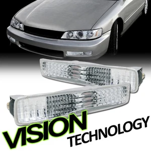 For 96-97 Honda Accord Crystal Chrome Clear Front Signal Parking Bumper Lights - Picture 1 of 2