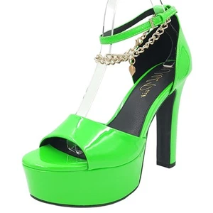 Wild Pair Women Maxene Ankle Strap Platform Charm Sandal US 8.5M Green Patent - Picture 1 of 6