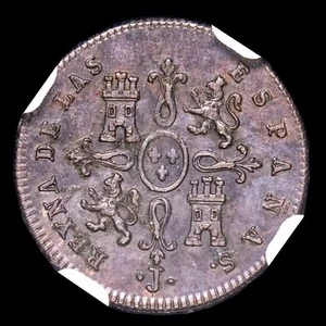 Isabel II 1 Maravedí (g) 1842 Jubia (AC. 35) AU 58 BN - Picture 1 of 3