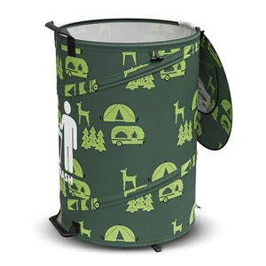 Collapsible Trash Can Pop Up 30 Gal for Garbage with Zippered Lid for Camping - Picture 1 of 9